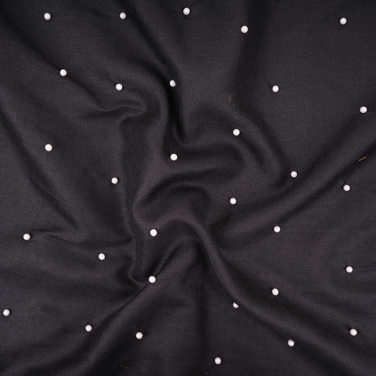Black Beads Work Linen Fabric TU-175 - Design For Destiny