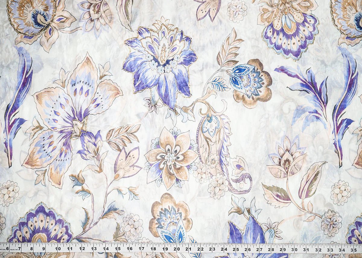Tara Sutaria Inspired Edition Off White Embroidered Organza Unstitched Fabric PG-141 - Design For Destiny
