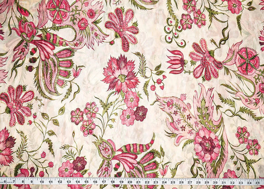 Cream Organza Fabric With All Over Floral Print, Bead And Katdana Work PG-140 - Design For Destiny