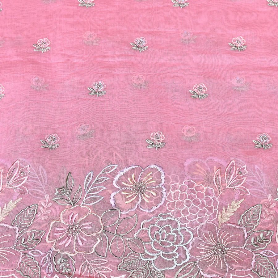 Mul Chanderi Floral Thread & Zari Embroidery – Designer Summer Fabric RS-164 - Design For Destiny