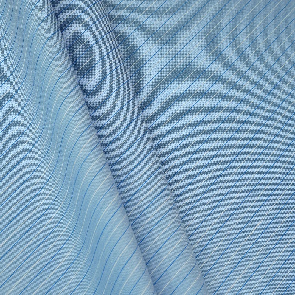 Blue &amp; White Stripes Print Poplin Fabric TU-159 - Design For Destiny