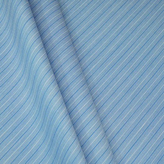 Blue &amp; White Stripes Print Poplin Fabric TU-159 - Design For Destiny