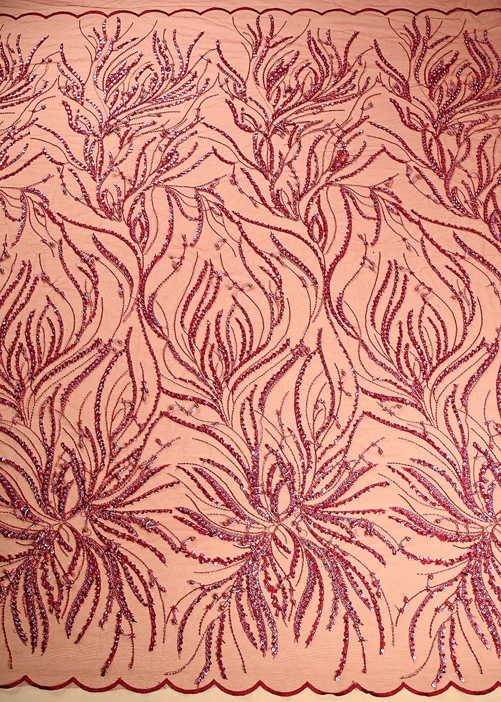Maroon Imported Net Fabric With All Over Thread, Bead And Sequins Work PS-184 - Design For Destiny