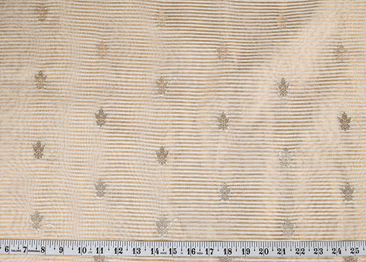 The Noor - White Dyeable Tissue Fabric With All Over Zari Handloom PG-157 - Design For Destiny