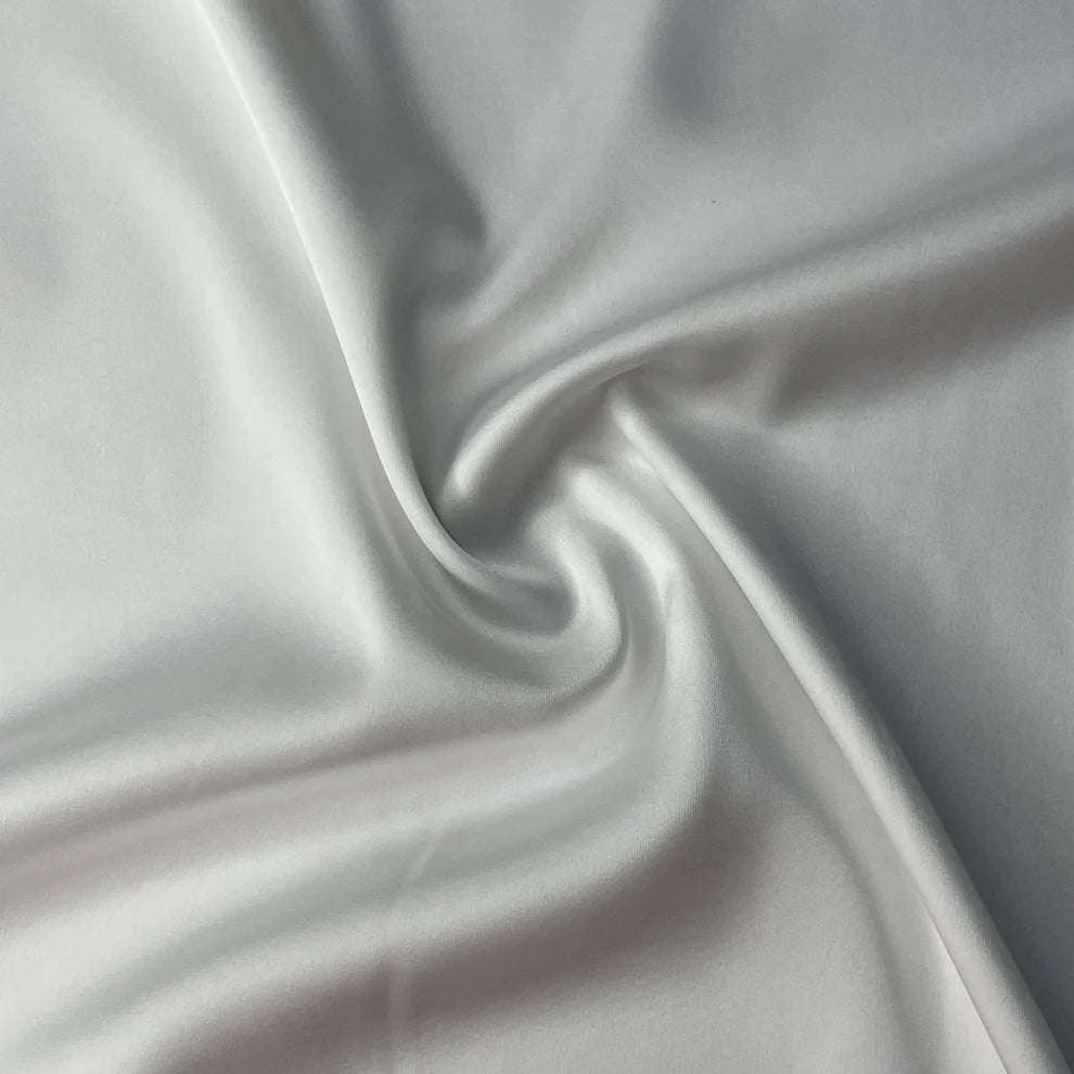 White Solid Dyeble Modal Satin Fabric - Design For Destiny