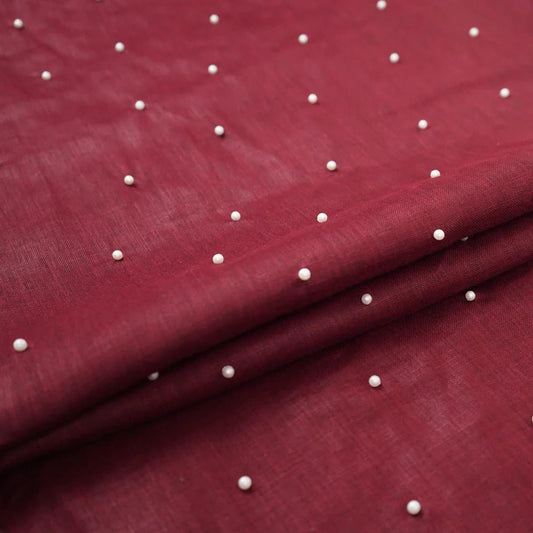 Wine Beads Work Linen Fabric TU-174 - Design For Destiny