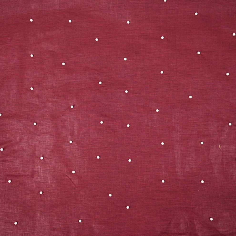 Wine Beads Work Linen Fabric TU-174 - Design For Destiny