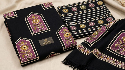 Mul cotton Ajarak printed 3pc suit RA123 - Design For Destiny