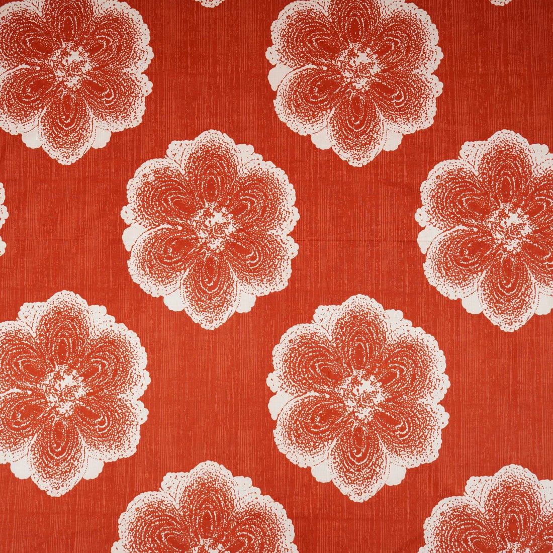 Orange & White Floral Applique Print Cotton Fabric - Design For Destiny