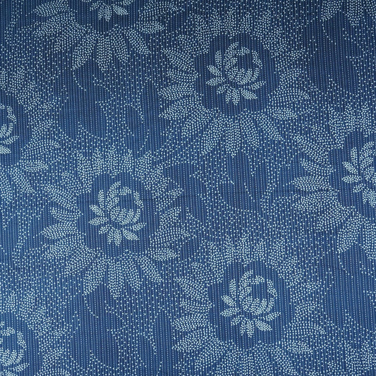 Blue Bandhani with Kantha Print Cotton Fabric - Design For Destiny