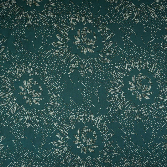 Dark Green Bandhani Print Cotton Fabric - Design For Destiny