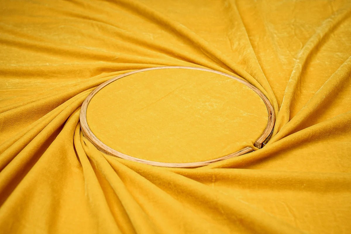 Yellow Velvet Elegance In Solid Finish Fabric PG-152 - Design For Destiny
