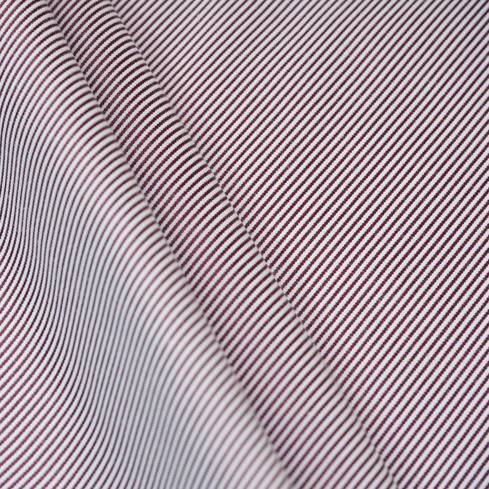 Wine &amp; White Stripes Print Poplin Fabric Tu-30114 - Design For Destiny